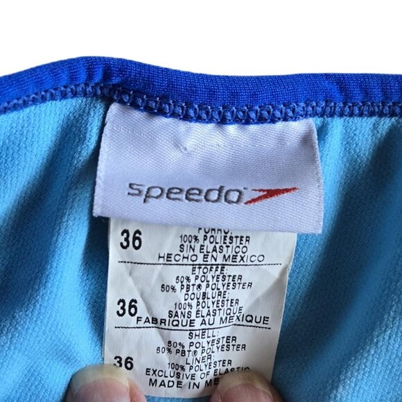 NWOT Women's 36/10 Speedo Endurance 1-Piece Competition Swim Suit, Blue/White - Picture 4 of 4